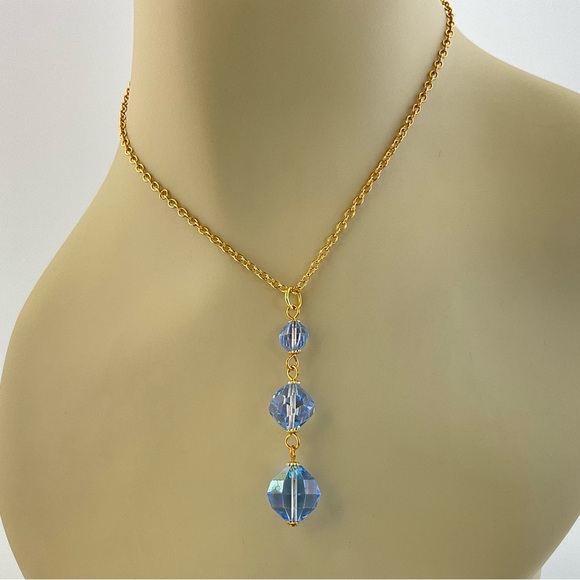 HOST PICK! Aurora Borealis Crystal Pendant Necklace, Handmade, Vintage Crystals - Picture 10 of 11